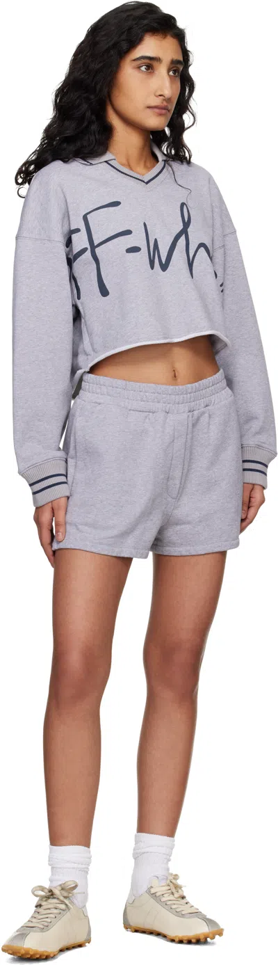Off-white Gray 'ow' Script Sweat Shorts In Green