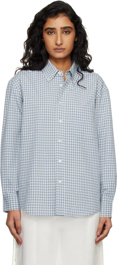 Dunst Oversized Light Blue Check Shirt Women In Blue