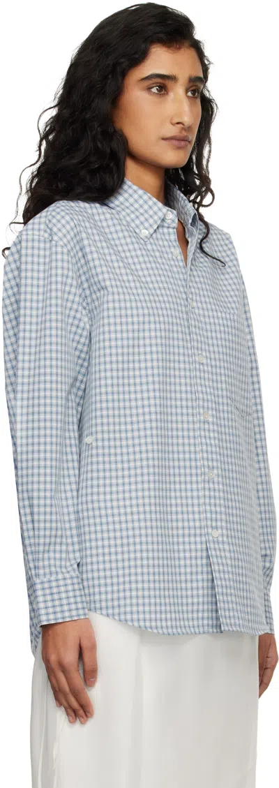 Dunst Oversized Light Blue Check Shirt Women In Blue