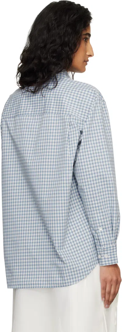 Dunst Oversized Light Blue Check Shirt Women In Blue