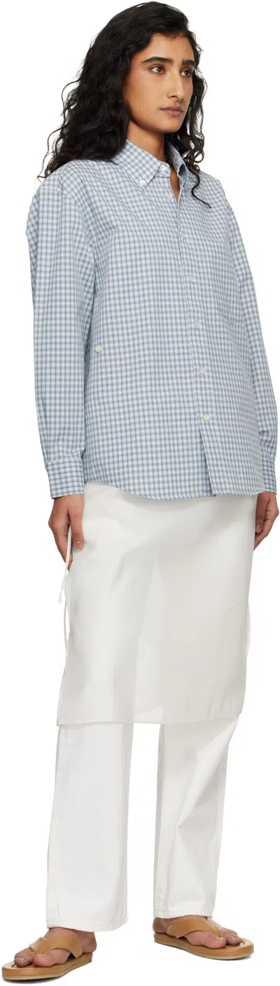 Dunst Oversized Light Blue Check Shirt Women In Blue