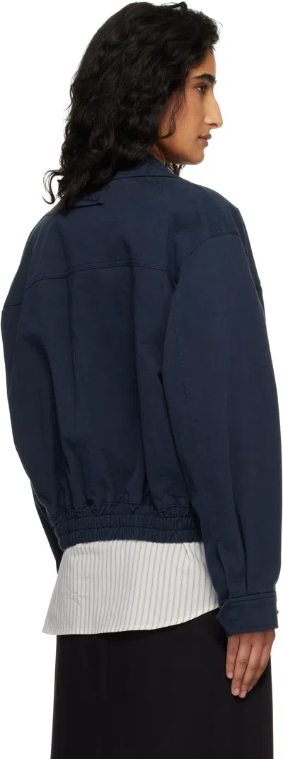 Dunst Navy Collared Blouson Jacket In Blue