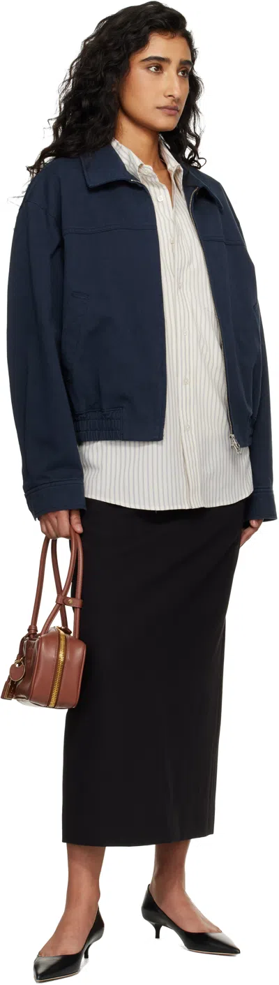 Dunst Navy Collared Blouson Jacket In Blue