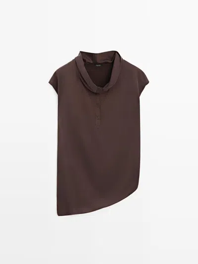 Massimo Dutti Top Asimétrico Drapeado In Multi