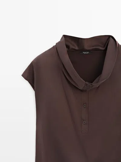 Massimo Dutti Top Asimétrico Drapeado In Multi