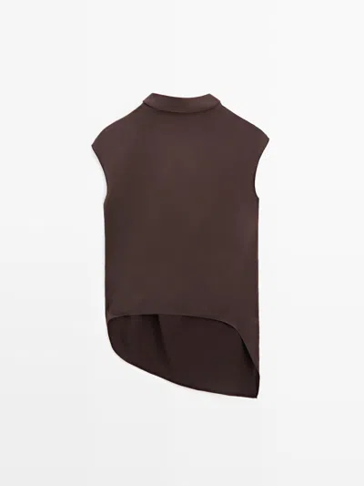 Massimo Dutti Top Asimétrico Drapeado In Multi
