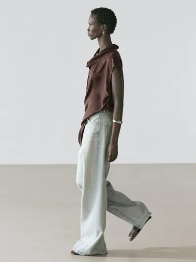 Massimo Dutti Top Asimétrico Drapeado In Multi