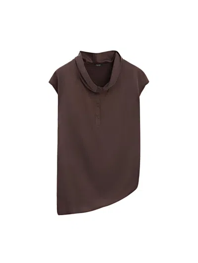 Massimo Dutti Top Asimétrico Drapeado In Multi
