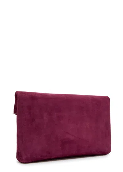Saint Laurent Envelope Suede Clutch In Red