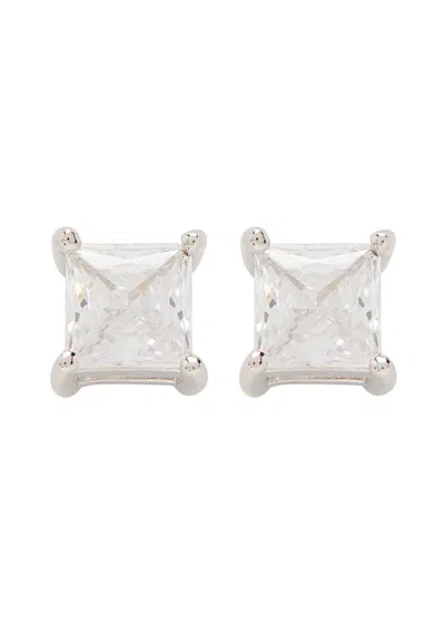 Cernucci Iced Micro Square Sterling Silver Stud Earrings In Gray
