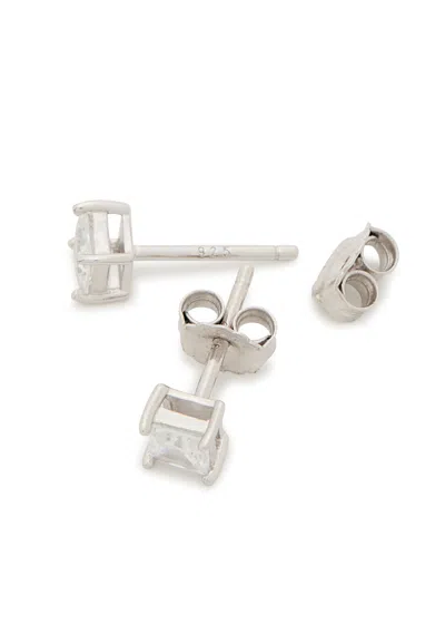 Cernucci Iced Micro Square Sterling Silver Stud Earrings In Gray