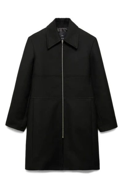 Mango Straight Cut Coat In Black