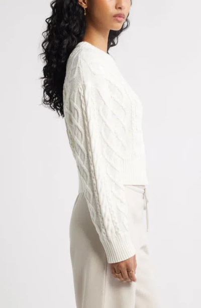 Bp. Cable Pullover Sweater In White