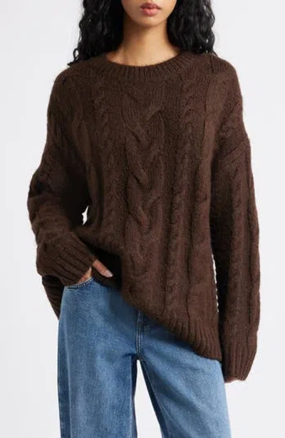 Bp. Oversize Cozy Cable Sweater In Brown