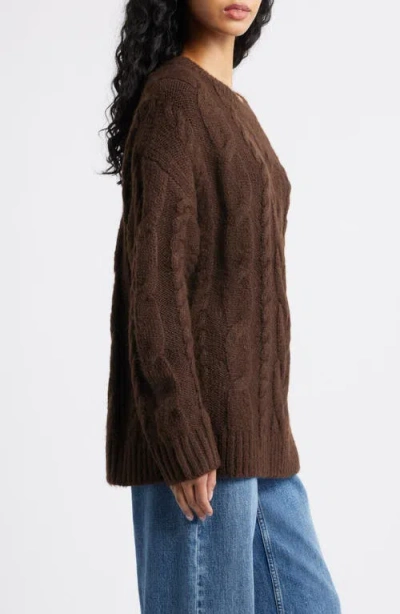 Bp. Oversize Cozy Cable Sweater In Brown