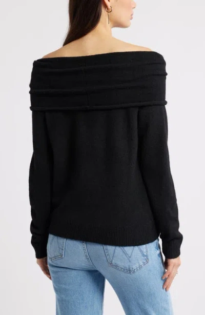 Open Edit Twisted Collar Sweater In Black