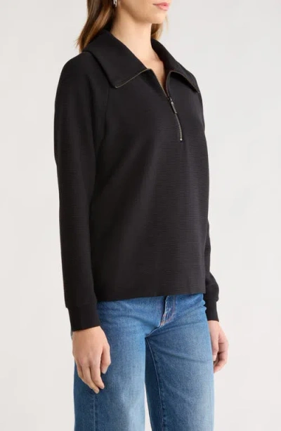 Caslon ® Ottoman Half Zip Pullover In Black
