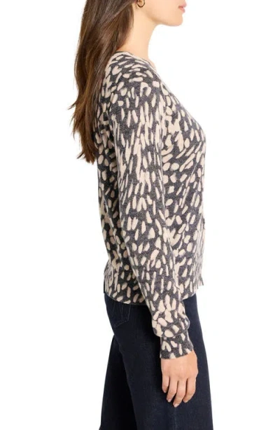 Nic + Zoe Wild Dot Buttoned Up Pullover Sweater In Multi