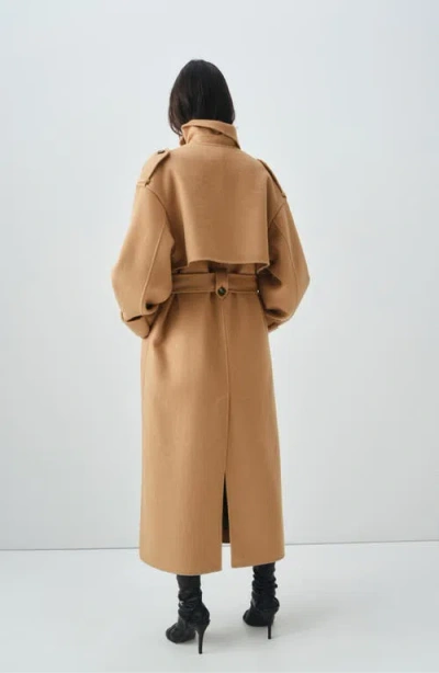Mango Selection Double-breasted Wool Blend Trench Coat In Neutral