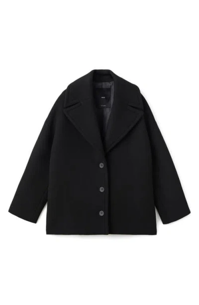 Mango Selection Oversize Short Wool Blend Coat In Black