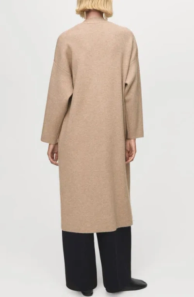 Mango Long Sweater Coat In Brown