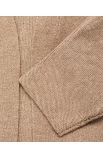 Mango Long Sweater Coat In Brown