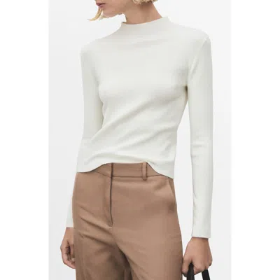 Mango Fitted Mock Neck Sweater In Sand