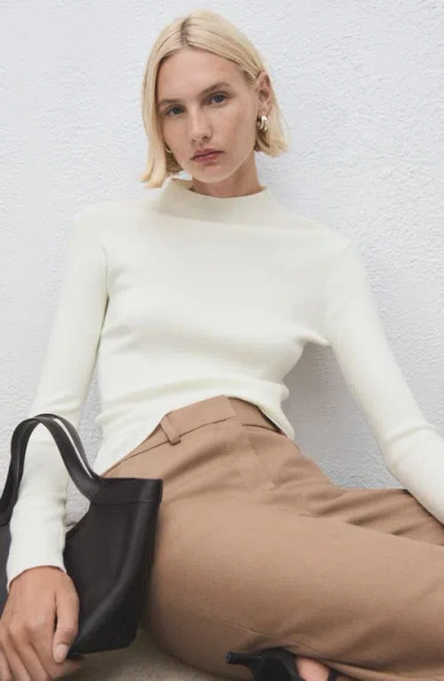 Mango Fitted Mock Neck Sweater In Sand