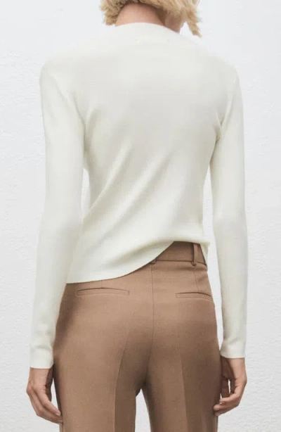 Mango Fitted Mock Neck Sweater In Sand
