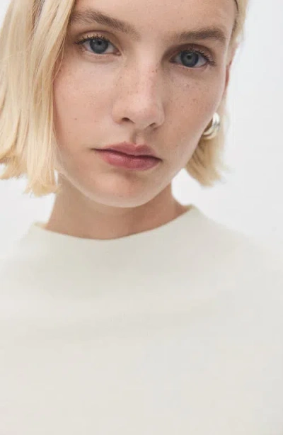 Mango Fitted Mock Neck Sweater In Sand