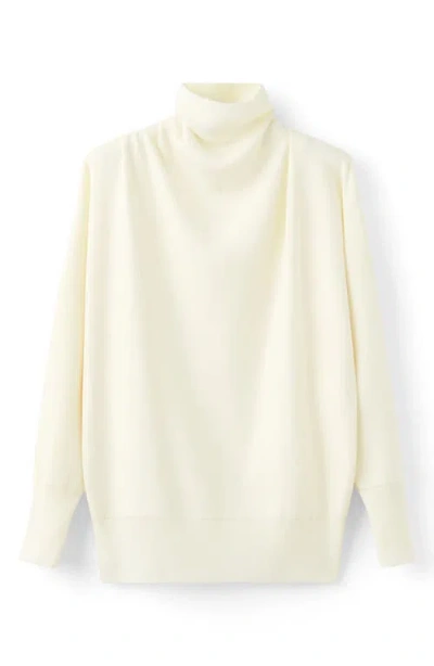Mango Ruched Turtleneck Sweater In Sand