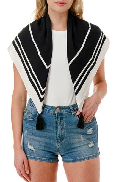 Nicole Miller Tassel Corner Scarf In Black