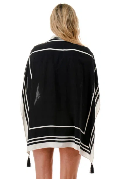 Nicole Miller Tassel Corner Scarf In Black