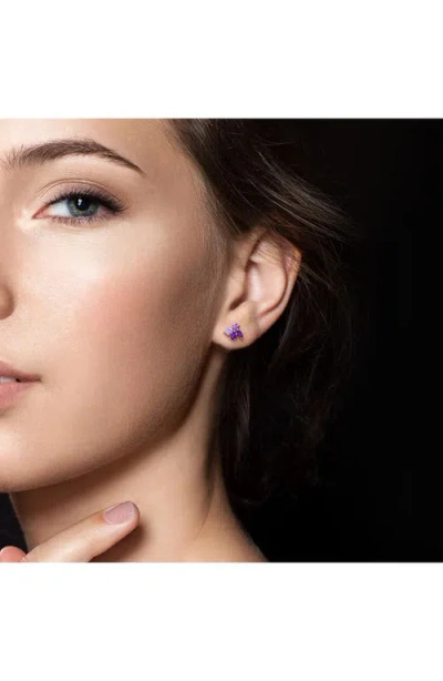 Delmar Multiple Cut Amethyst Cluster Stud Earrings In Neutral