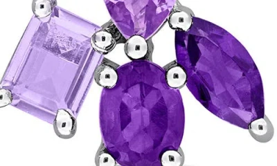 Delmar Multiple Cut Amethyst Cluster Stud Earrings In Neutral
