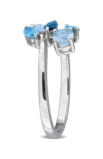 Delmar Blue Topaz Cluster Ring In Pattern