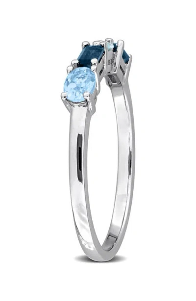 Delmar Multiple Cut Blue Topaz Stacking Ring In Pink