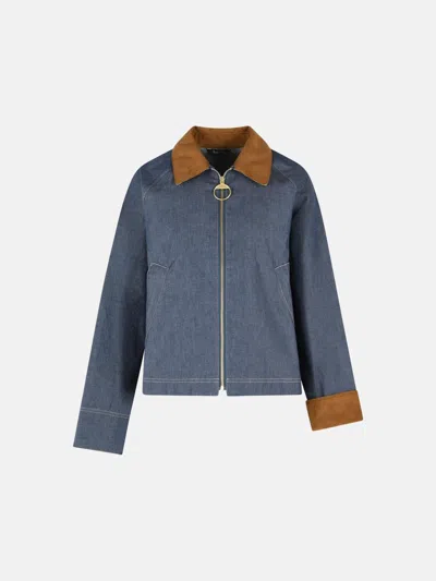 Barbour Freckleton Denim Jacket Dress Contrast Collar Cuffs In Blue