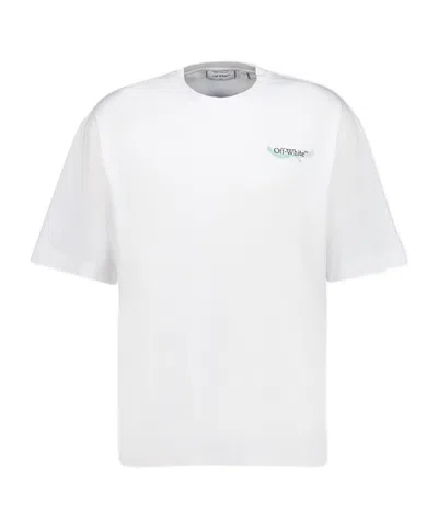 Off-white Ss22 Printing Round Neck Pullover Short Sleeve Ordinary Version White In Metallic
