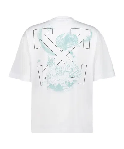 Off-white Ss22 Printing Round Neck Pullover Short Sleeve Ordinary Version White In Metallic