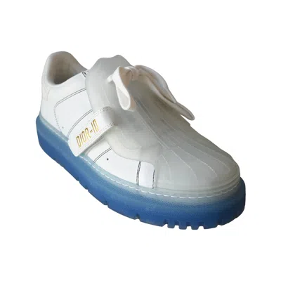 Dior -id Transparent Deep Blue Rubber Sole Sneakers White