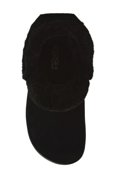 Crocs Classic Unfurgettable Clog Faux-fur Slippers In Black