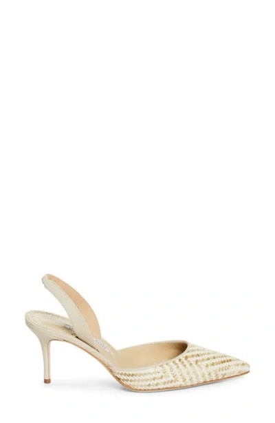 Manolo Blahnik Carolyne Woven Raffia Slingback Pump In Neutral