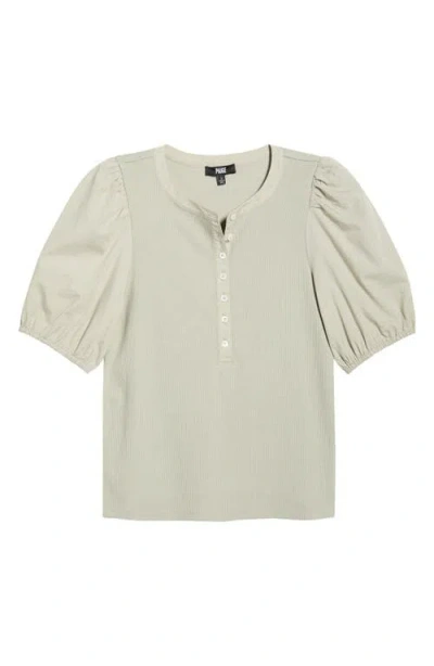 Paige Brandy Puff Sleeve Shirt In Green
