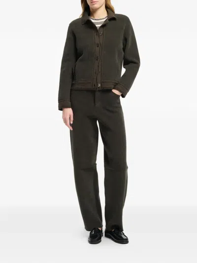 Barrie Suede-effect Denim Jacket In Brown
