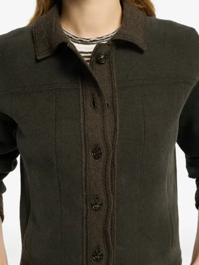 Barrie Suede-effect Denim Jacket In Brown