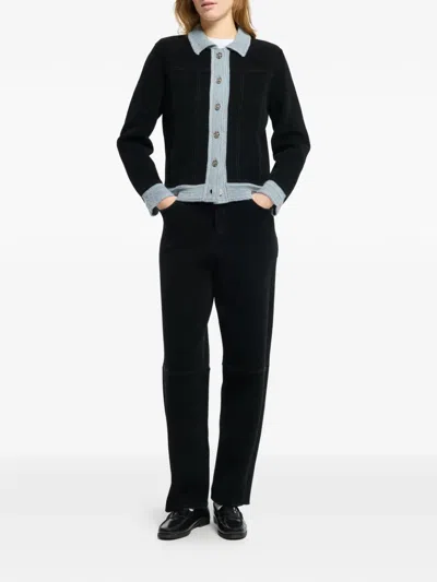 Barrie Suede-effect Denim Jacket In Black