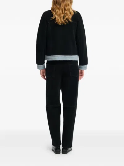 Barrie Suede-effect Denim Jacket In Black