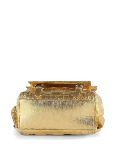 Pre-owned Dior Stardust Leather Backpack In Gold