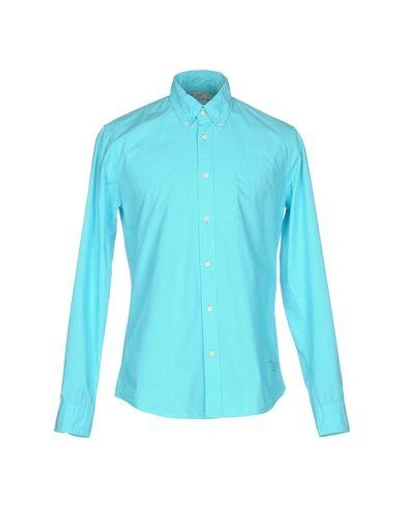 Shop Scotch & Soda Solid Color Shirt In Turquoise